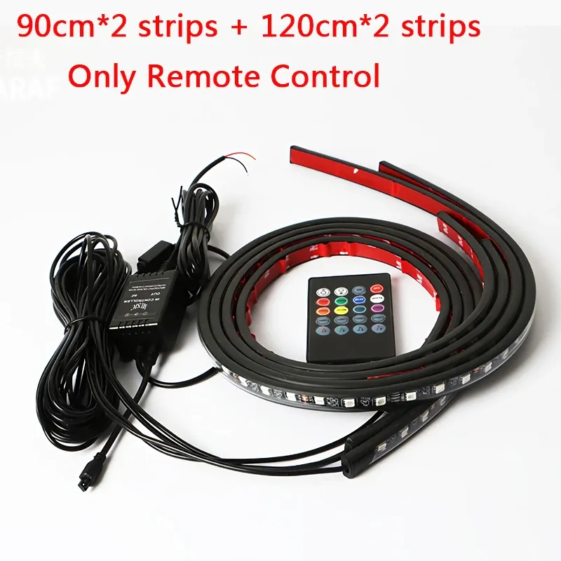 Bande LED RVB flexible pour voiture avec télécommande, éclairage d'ambiance sous caisse 13