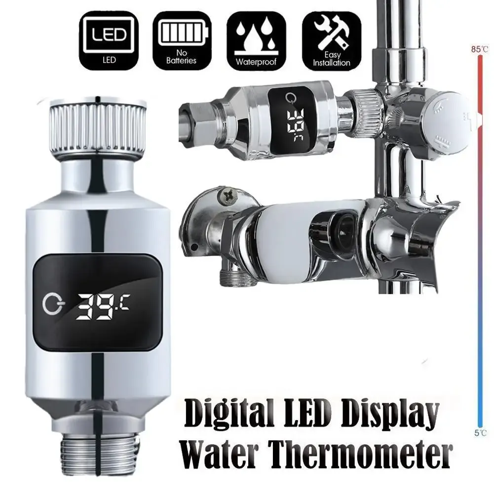 Thermomètre de douche numérique LED, affichage rotatif à 360 °, pour la maison, la cuisine et la salle de bain 5