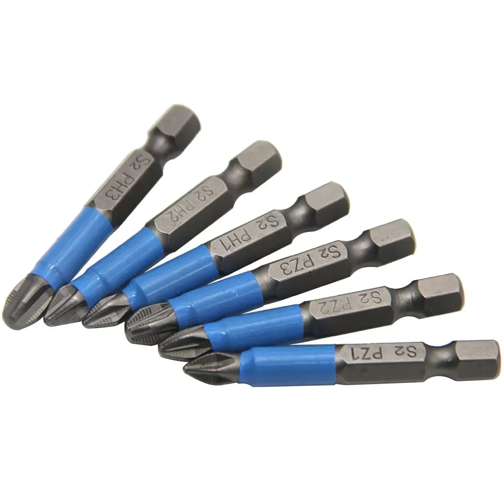 6 pièces Ensemble de tournevis électriques hexagonaux antidérapants pour bois, embouts cruciformes PH1, PH2, PH3, PZ1, PZ2, PZ3 2