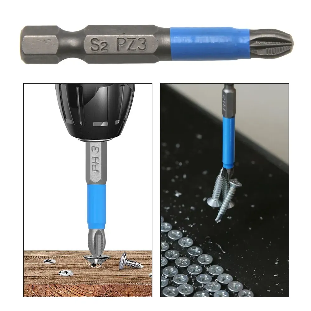 6 pièces Ensemble de tournevis électriques hexagonaux antidérapants pour bois, embouts cruciformes PH1, PH2, PH3, PZ1, PZ2, PZ3 6