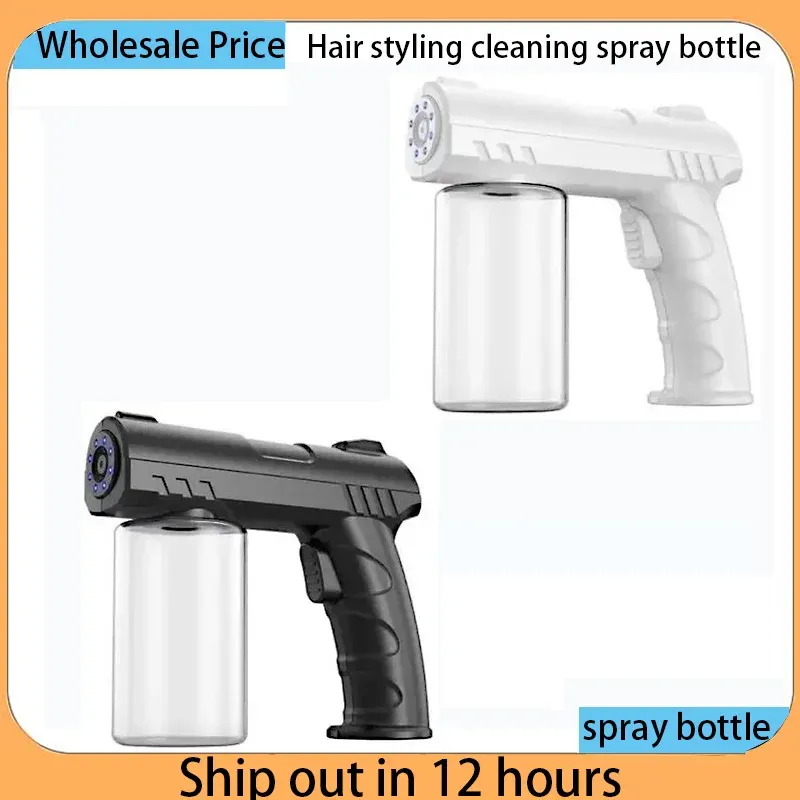 Pulvérisateur rechargeable USB 280 ml pour barbier, à lumière bleue nano et brumisateur à vapeur, flacon d'arrosage pour la maison et le jardin, design moderne et sans fil - Image 1