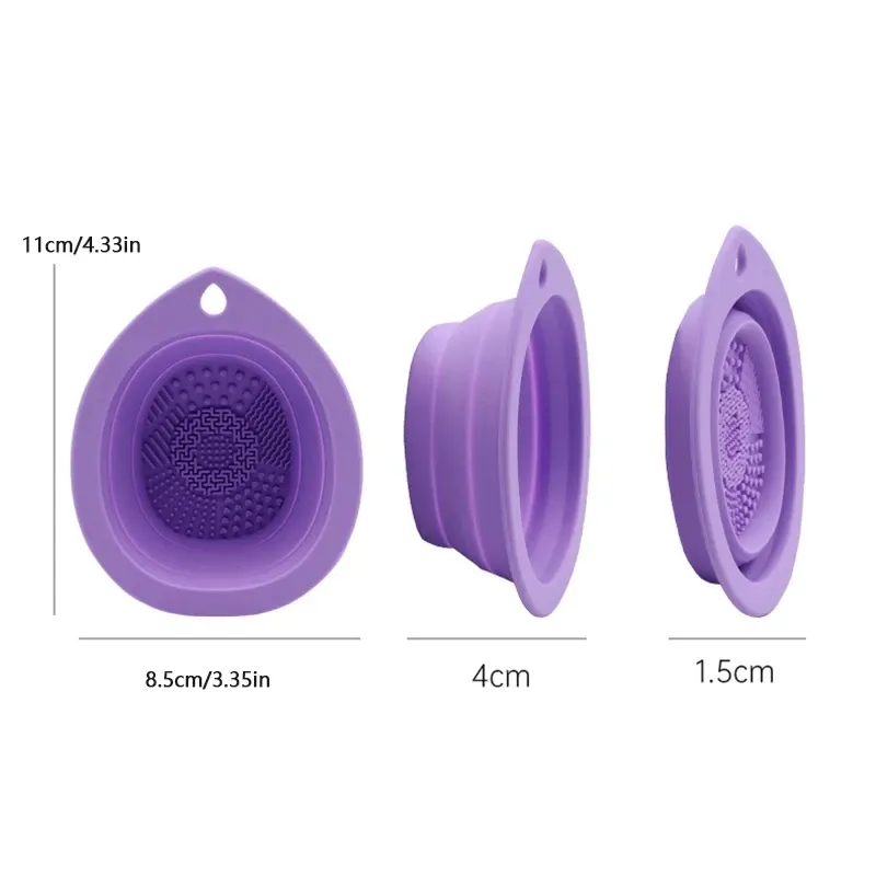 Bol nettoyeur pliable en silicone pour pinceaux de maquillage et houppettes 6