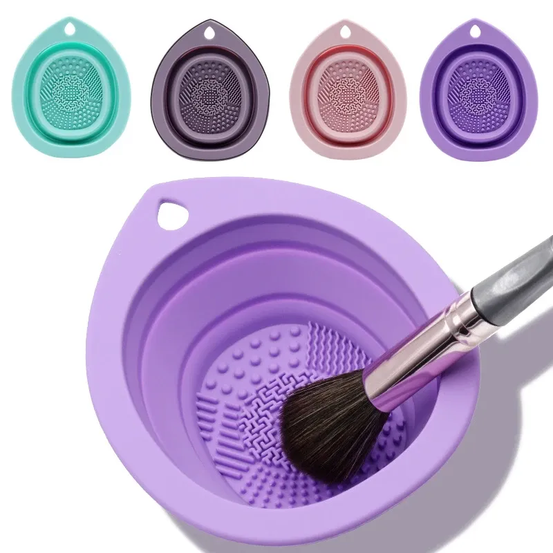 Bol de nettoyage pliant en silicone pour pinceaux de maquillage