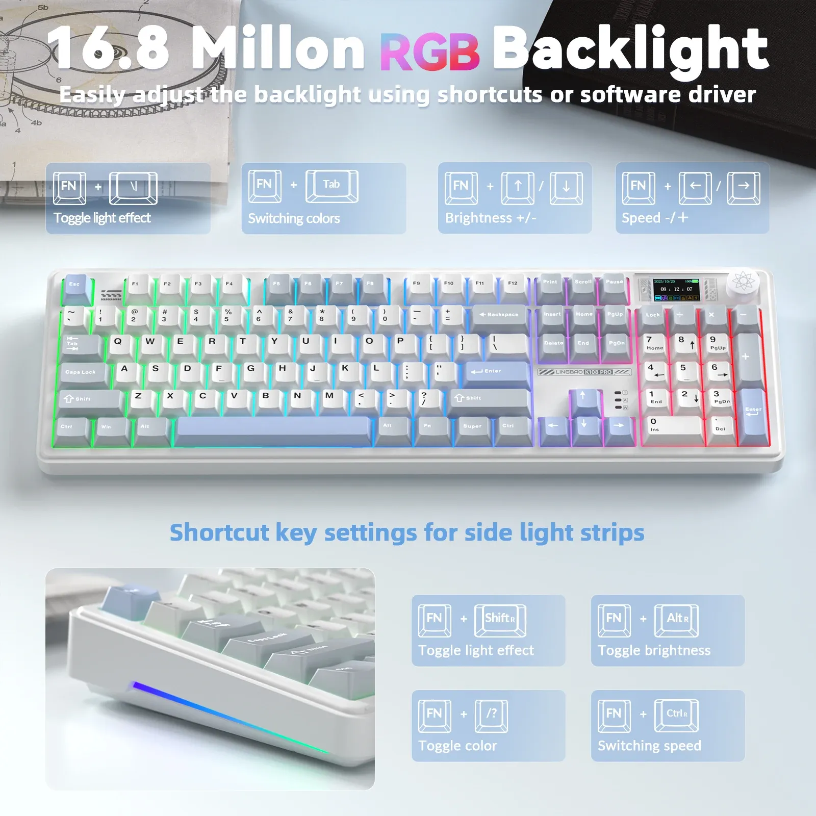 Clavier LINGBAO K108pro, finitions et ergonomie