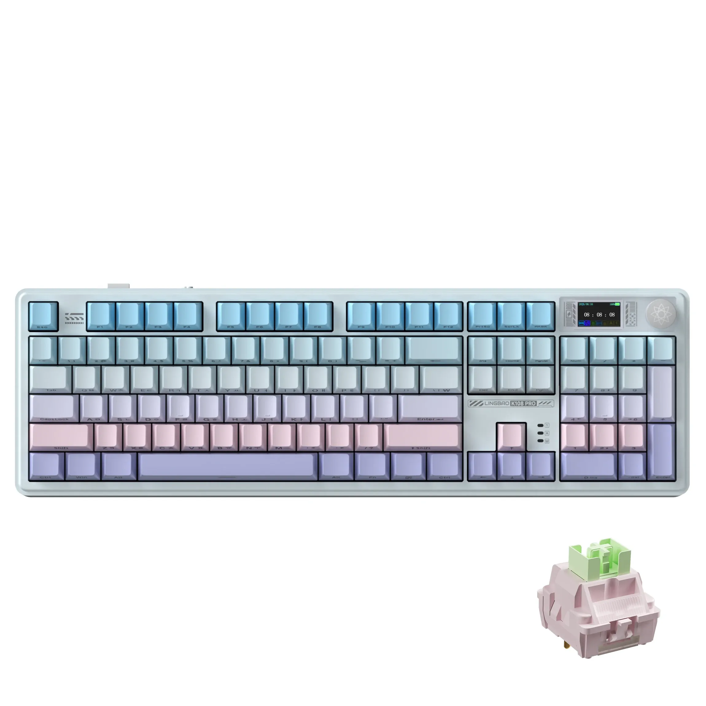 Clavier mécanique Tri-mode LINGBAO K108 Pro, lettres coréennes, couleur Macaron, keycaps PBT, batterie grande capacité 10000 mAh, pour ordinateur et PC 9