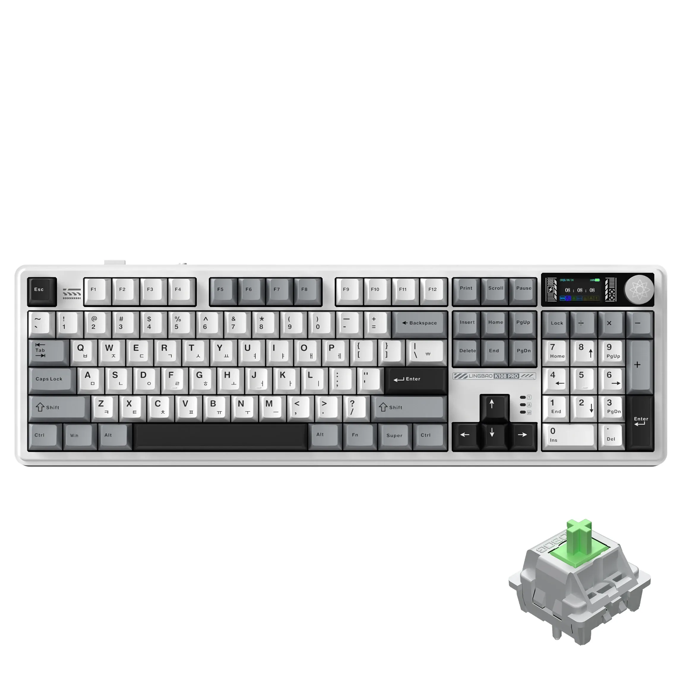 Clavier mécanique Tri-mode LINGBAO K108 Pro, lettres coréennes, couleur Macaron, keycaps PBT, batterie grande capacité 10000 mAh, pour ordinateur et PC 8