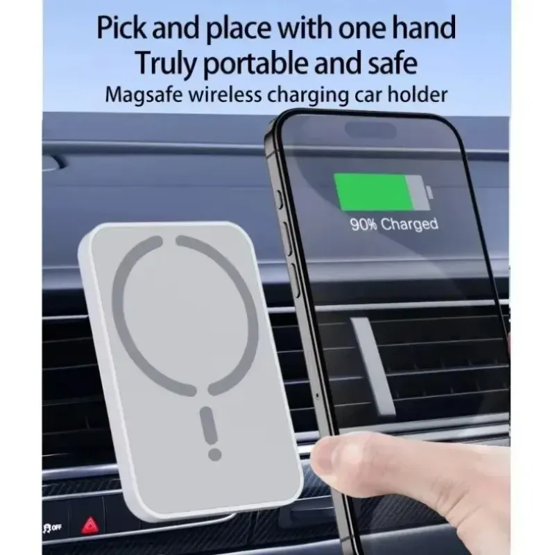 Support de téléphone magnétique sans fil pour grille d'aération de voiture avec charge rapide compatible iPhone MagSafe Pro Max 6
