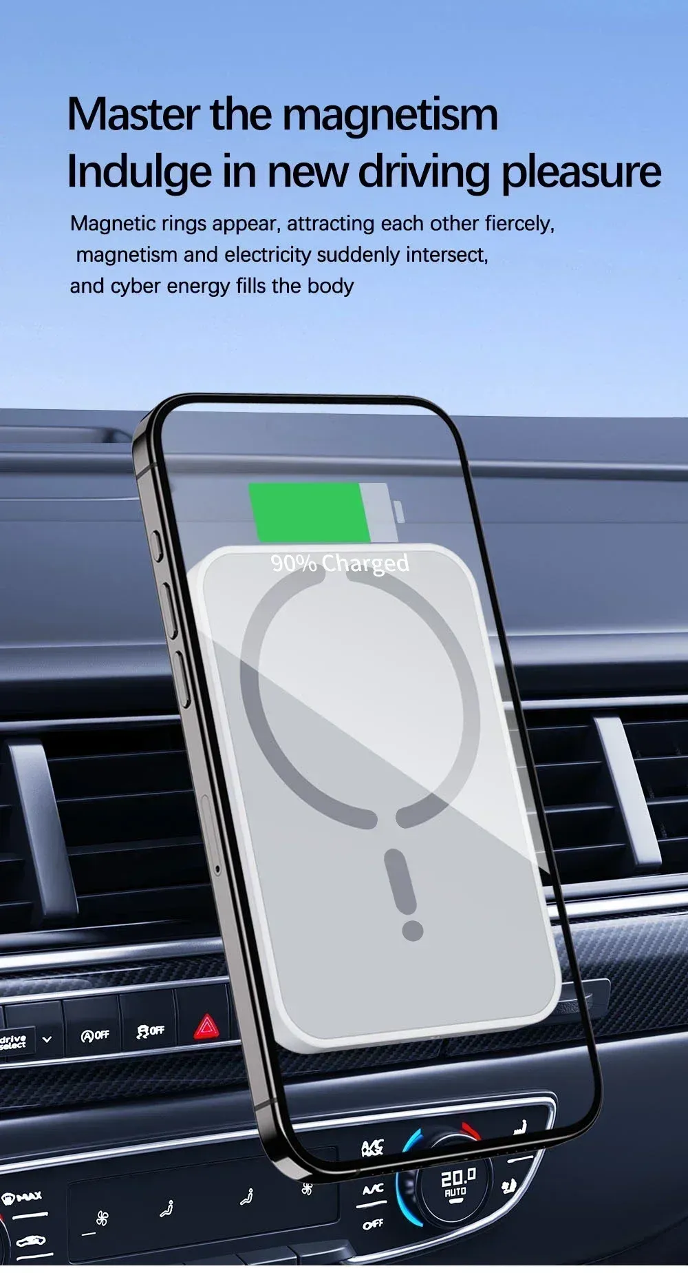 Support magnétique de téléphone pour grille d'aération de voiture