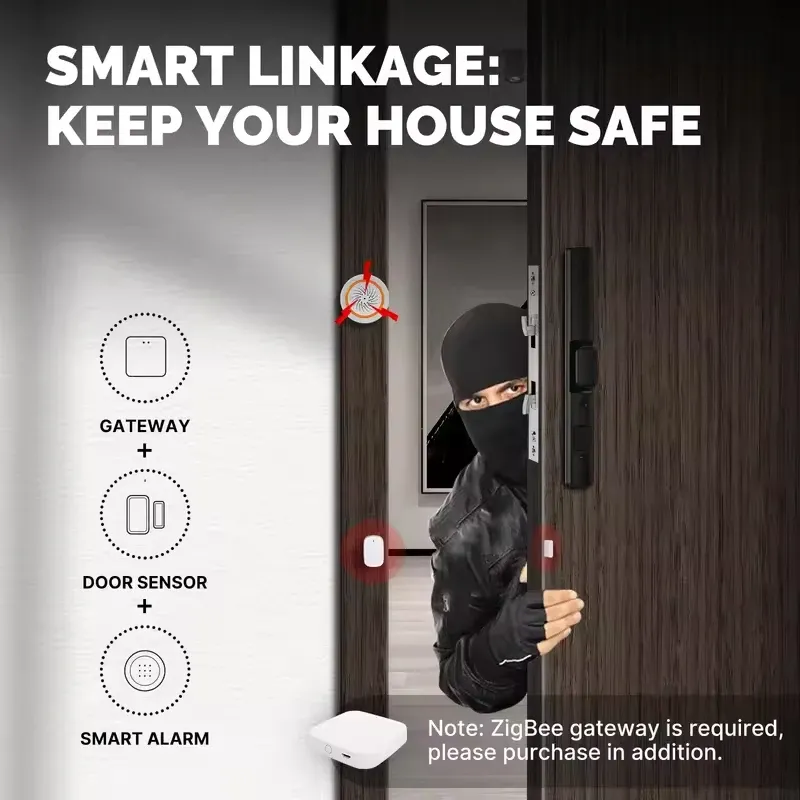 MOES Capteur de porte/fenêtre intelligent ZigBee Tuya, détecteur d'ouverture pour système d'alarme de sécurité domestique, compatible application Smart Life, Alexa et Google Home 5