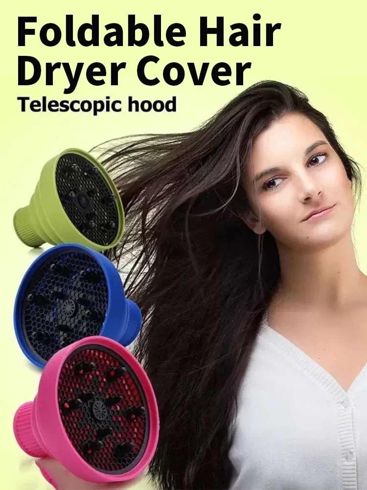 Diffuseur pliable en silicone pour sèche-cheveux, embout rétractable et portable, pour cheveux bouclés et ondulés 2