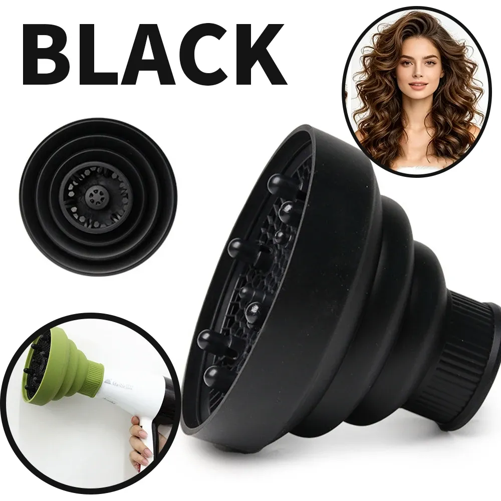 Diffuseur pliable en silicone pour sèche-cheveux, embout rétractable et portable, pour cheveux bouclés et ondulés 11