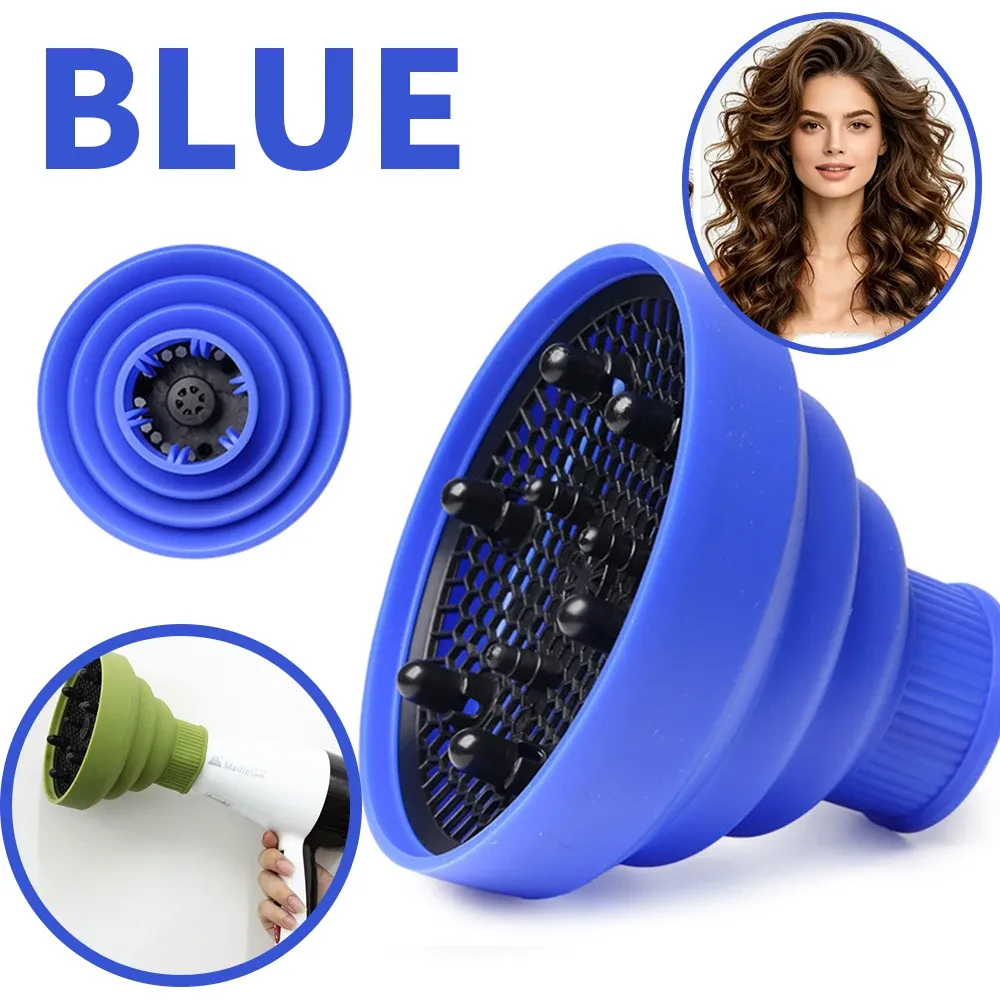 Diffuseur pliable en silicone pour sèche-cheveux, embout rétractable et portable, pour cheveux bouclés et ondulés 10