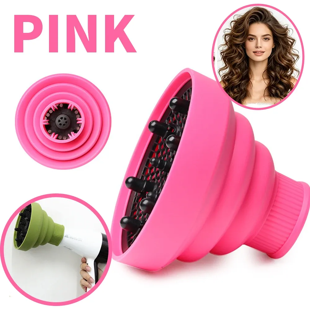 Diffuseur pliable en silicone pour sèche-cheveux, embout rétractable et portable, pour cheveux bouclés et ondulés 8