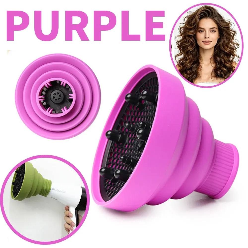 Diffuseur pliable en silicone pour sèche-cheveux, embout rétractable et portable, pour cheveux bouclés et ondulés 7