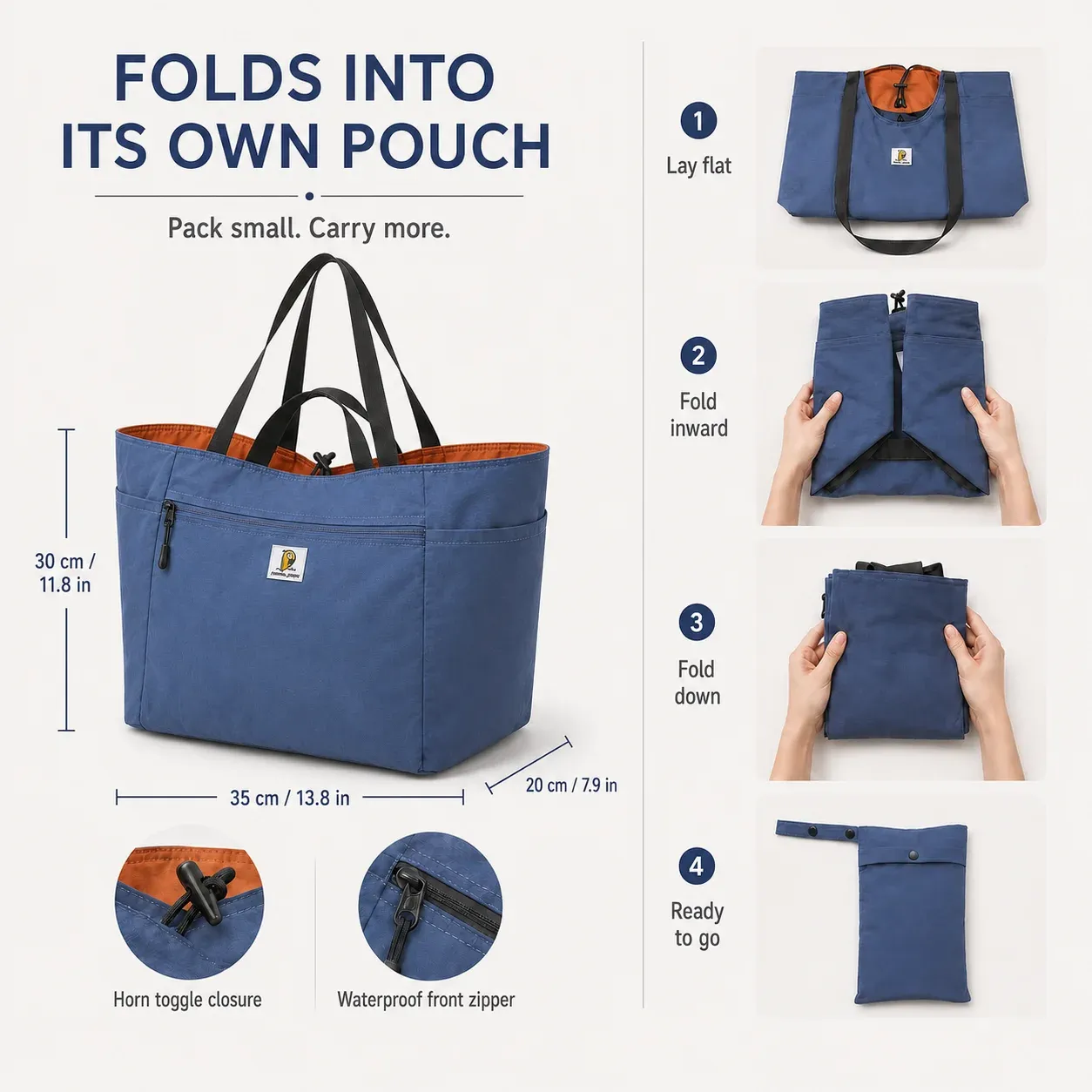 Sac fourre-tout de voyage réversible et pliable en toile, grande capacité, à bandoulière, mixte 4