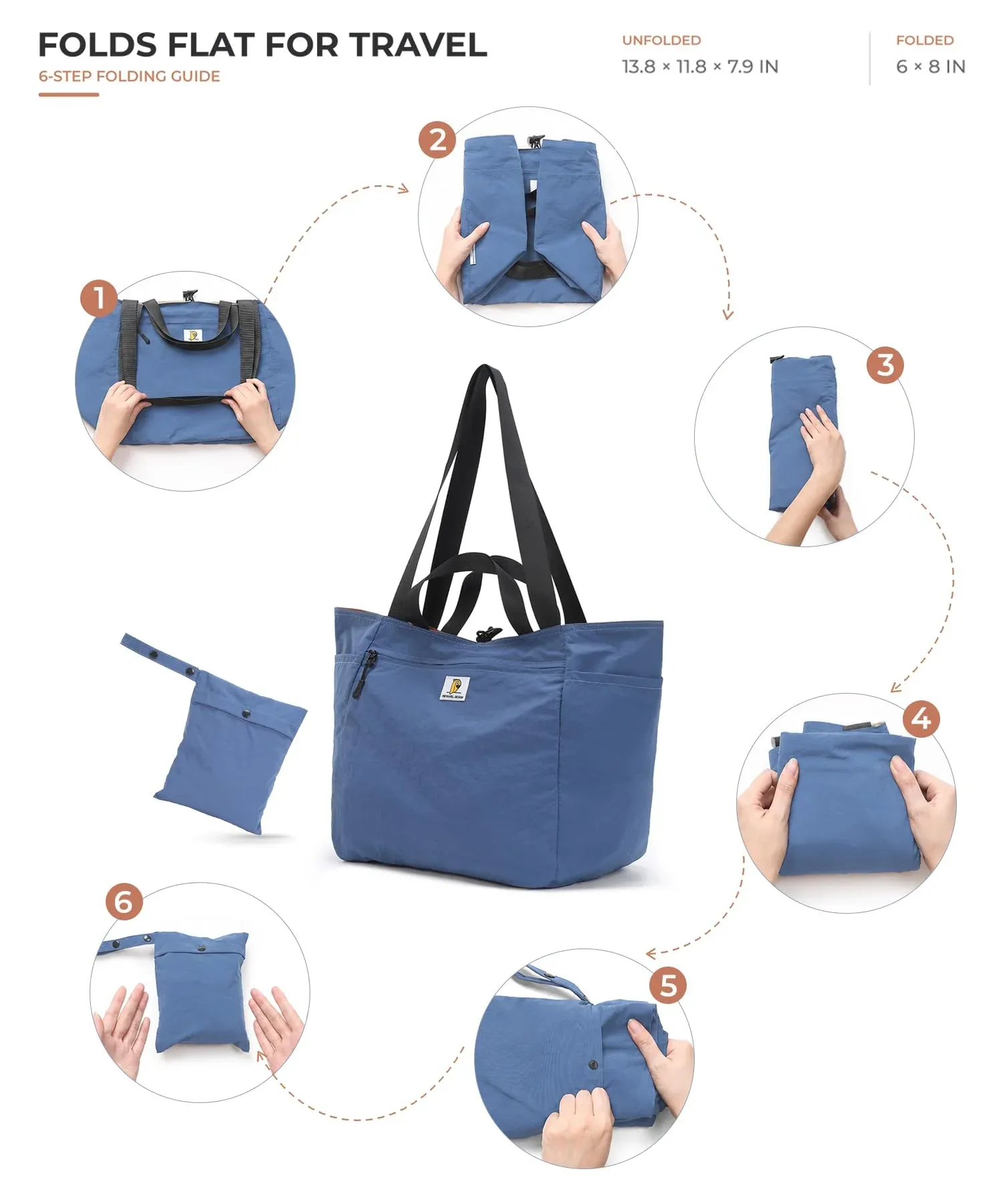 Détail du sac de voyage pliable