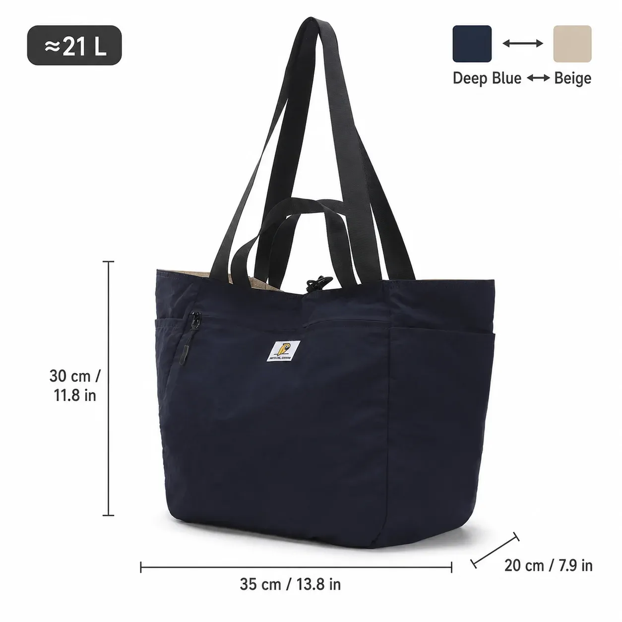 Sac fourre-tout de voyage réversible et pliable en toile, grande capacité, à bandoulière, mixte 9