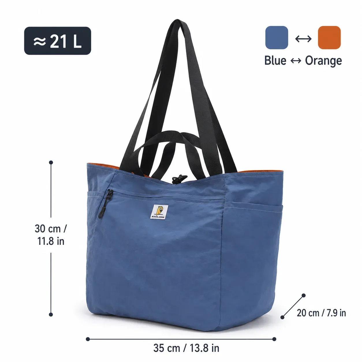 Sac fourre-tout de voyage réversible et pliable en toile, grande capacité, à bandoulière, mixte 7