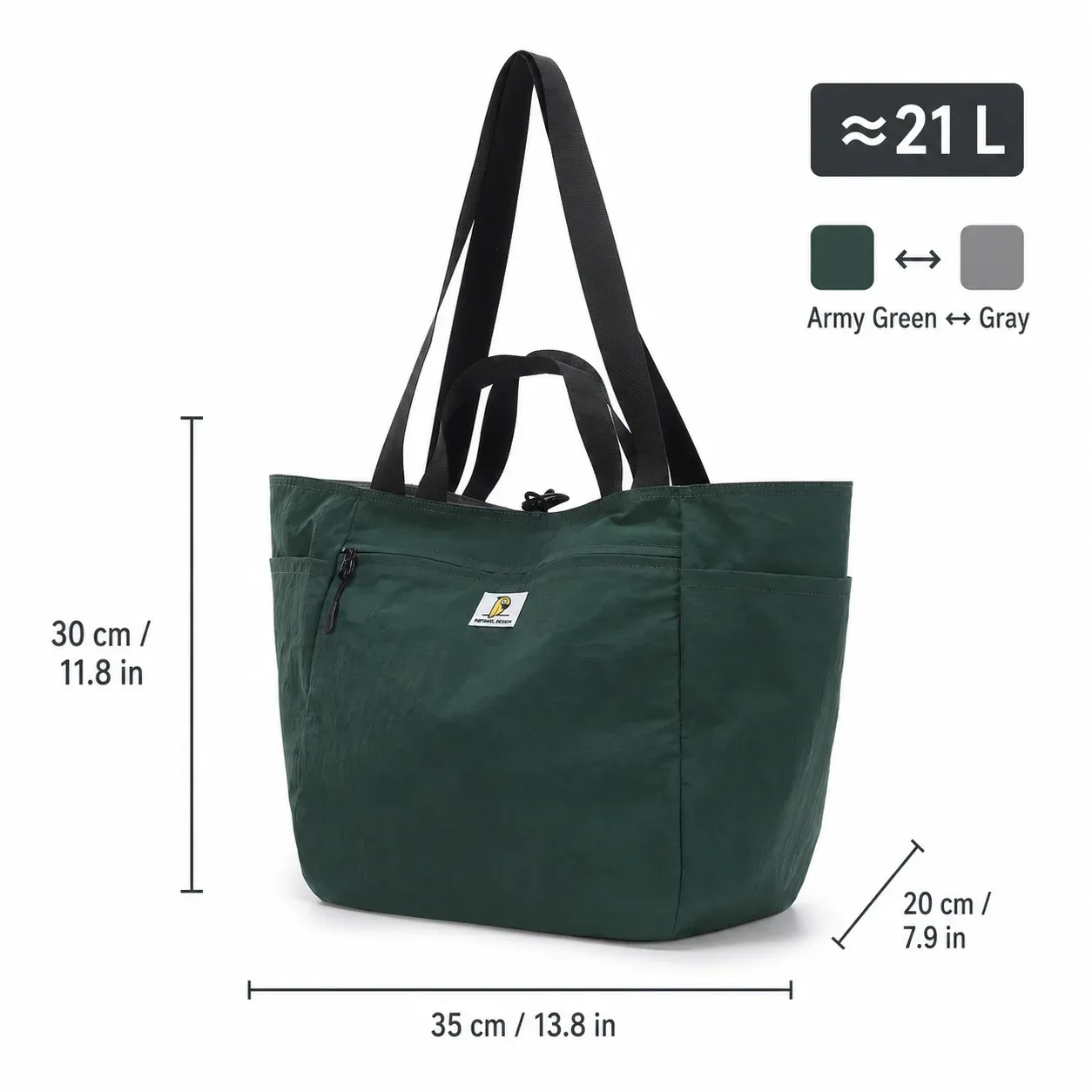 Sac fourre-tout de voyage réversible et pliable en toile, grande capacité, à bandoulière, mixte 8