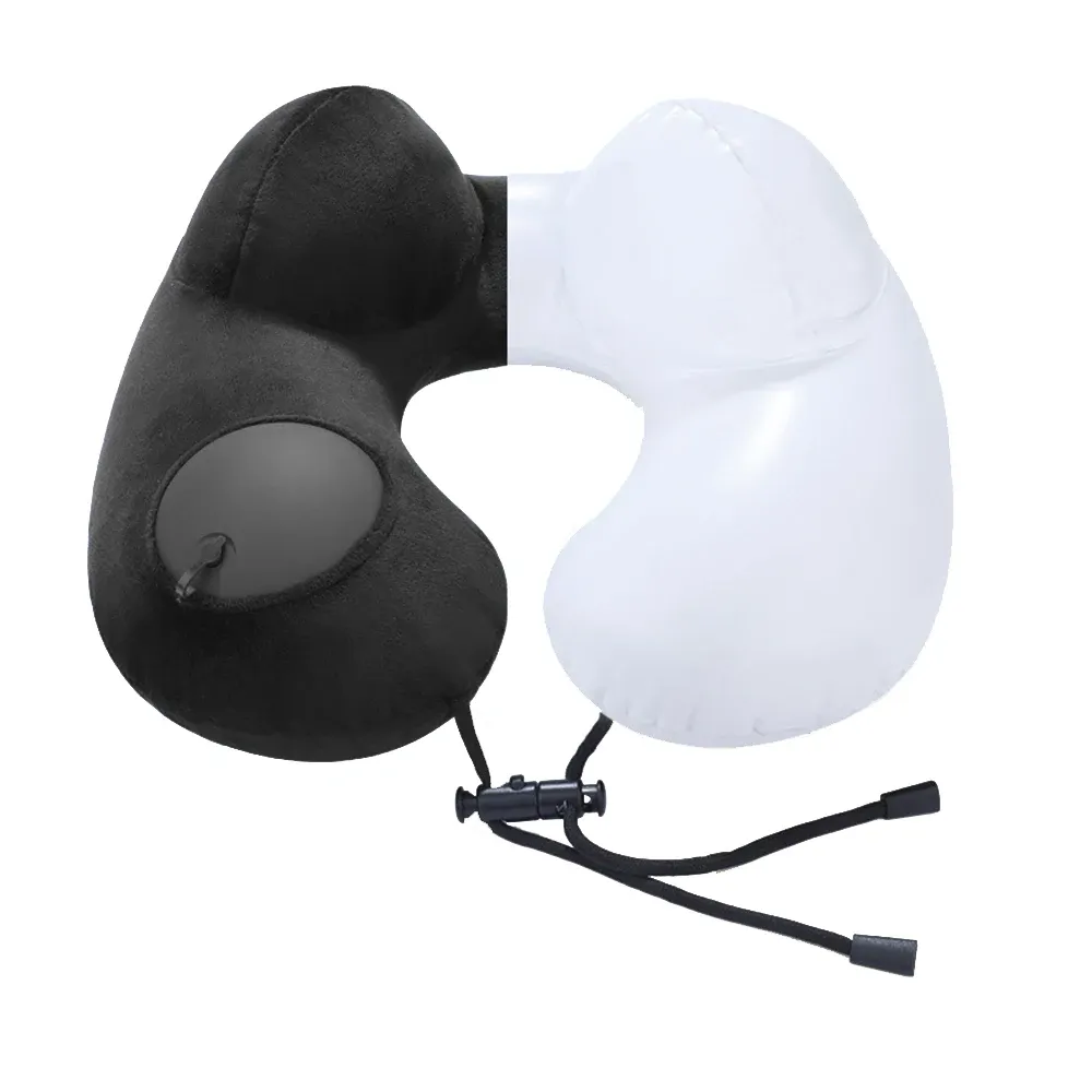 Oreiller cervical portable gonflable à pression, déhoussable et lavable, idéal pour les voyages en plein air, les déplacements professionnels et le camping, 1 pièce 2
