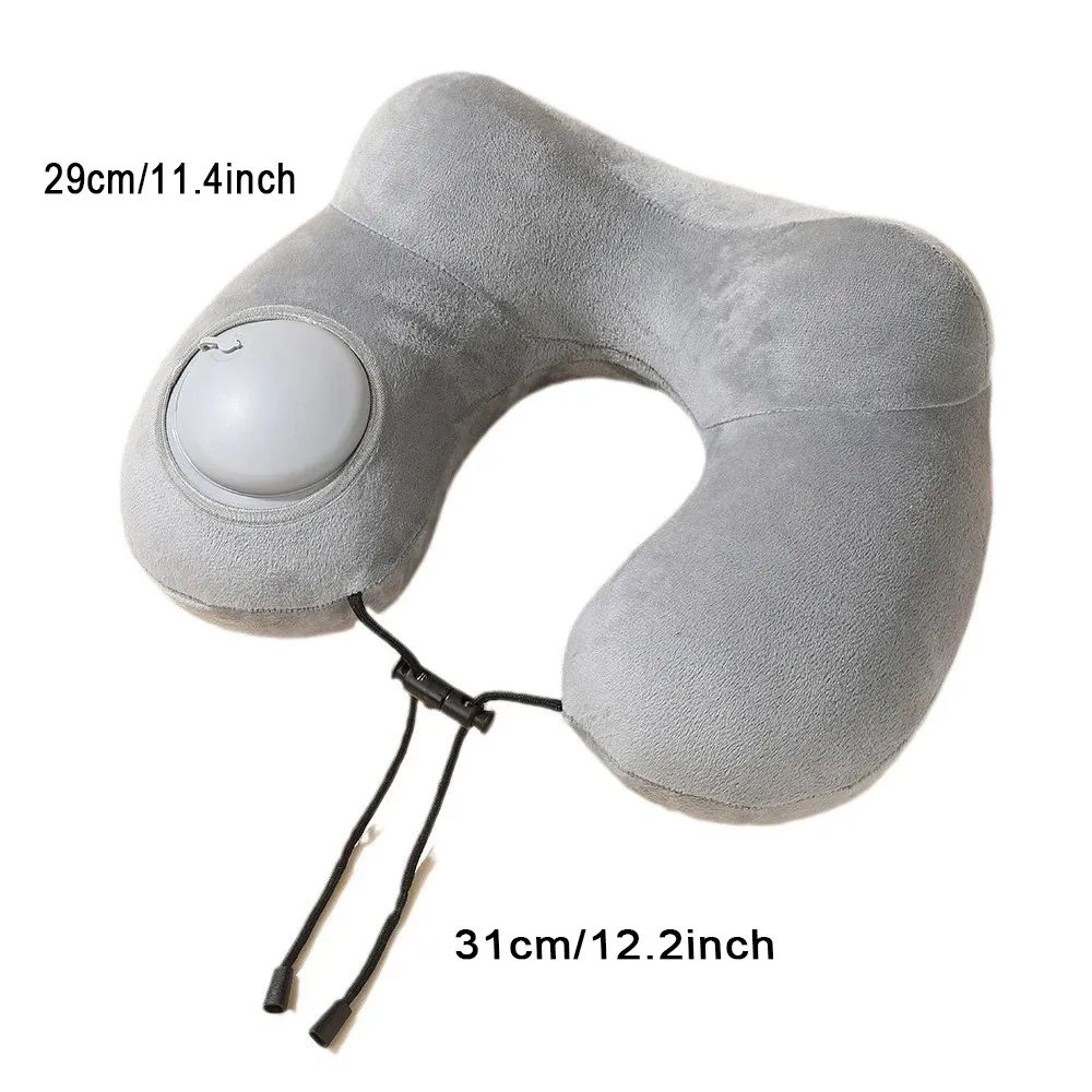 Oreiller cervical portable gonflable à pression, déhoussable et lavable, idéal pour les voyages en plein air, les déplacements professionnels et le camping, 1 pièce 5