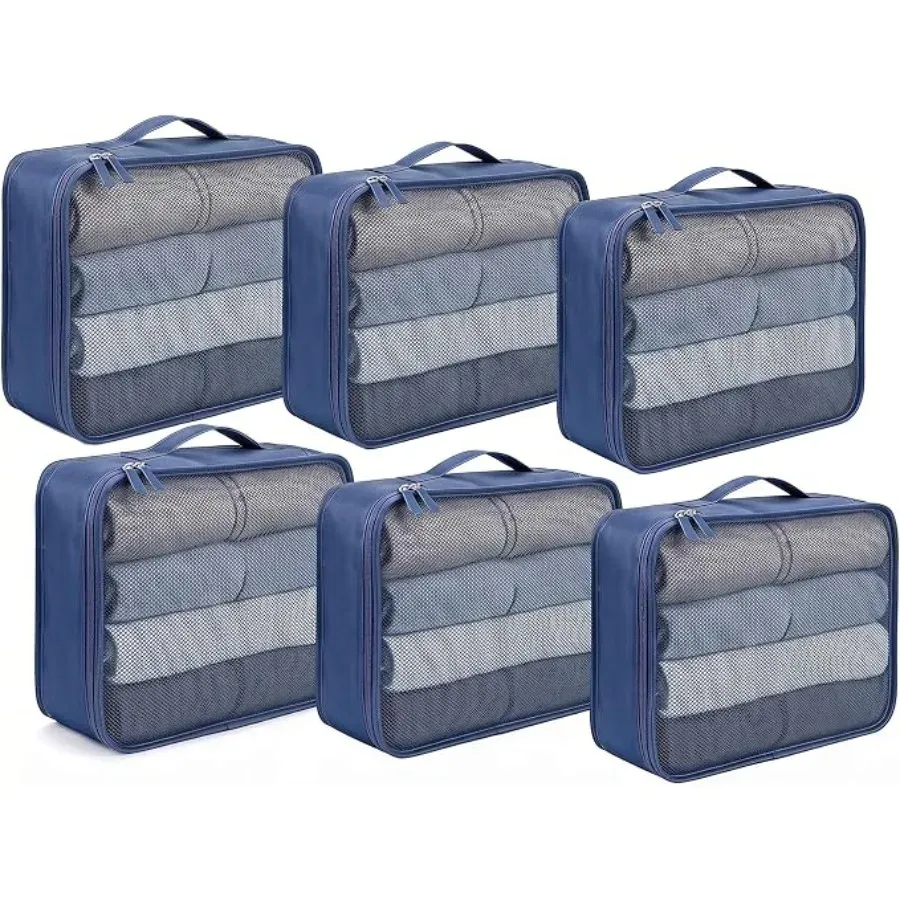 1/2/4/6 pièces, cubes de rangement pliables 40 × 30 × 12 cm, organisateurs de bagages pour voyage, légers, transparents, avec design en maille respirante - Image 1