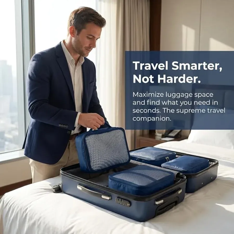 1/2/4/6 pièces, cubes de rangement pliables 40 × 30 × 12 cm, organisateurs de bagages pour voyage, légers, transparents, avec design en maille respirante 4
