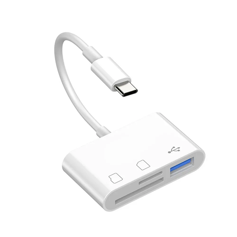 Adaptateur OTG USB-C 3 en 1 avec lecteur de cartes TF/SD pour smartphone