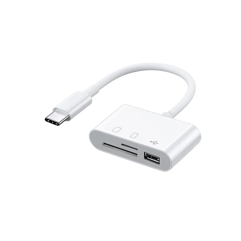 Adaptateur OTG USB-C 3 en 1 avec lecteur de cartes TF/SD pour smartphone 8