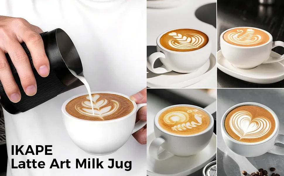 Pichet à lait pour espresso IKAPE V3, 500 ml, sans poignée, bec verseur pointu