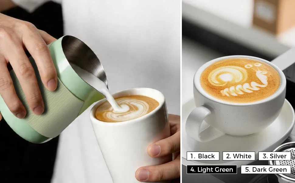 Pichet à lait pour espresso IKAPE V3, 500 ml, sans poignée, bec verseur pointu 3