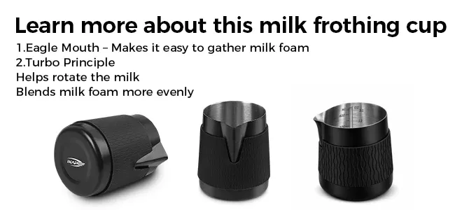 Pichet à lait pour espresso IKAPE V3, 500 ml, sans poignée, bec verseur pointu 5