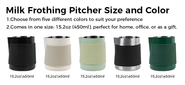 Pichet à lait pour espresso IKAPE V3, 500 ml, sans poignée, bec verseur pointu 6
