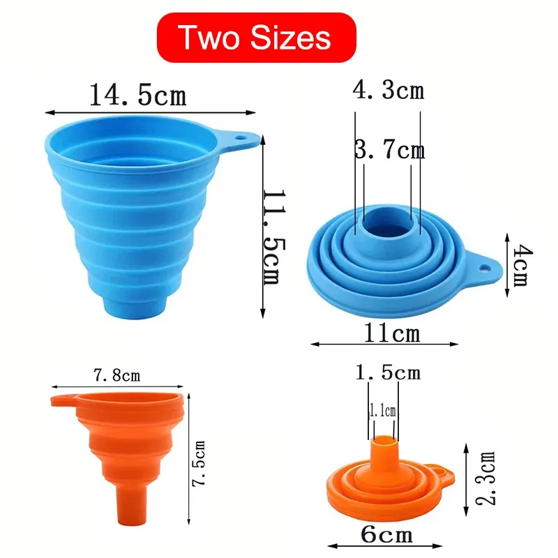 Entonnoir pliable en silicone pour cuisine, distributeur pour bouteilles de vin et transfert automatique d'huile et d'essence 2