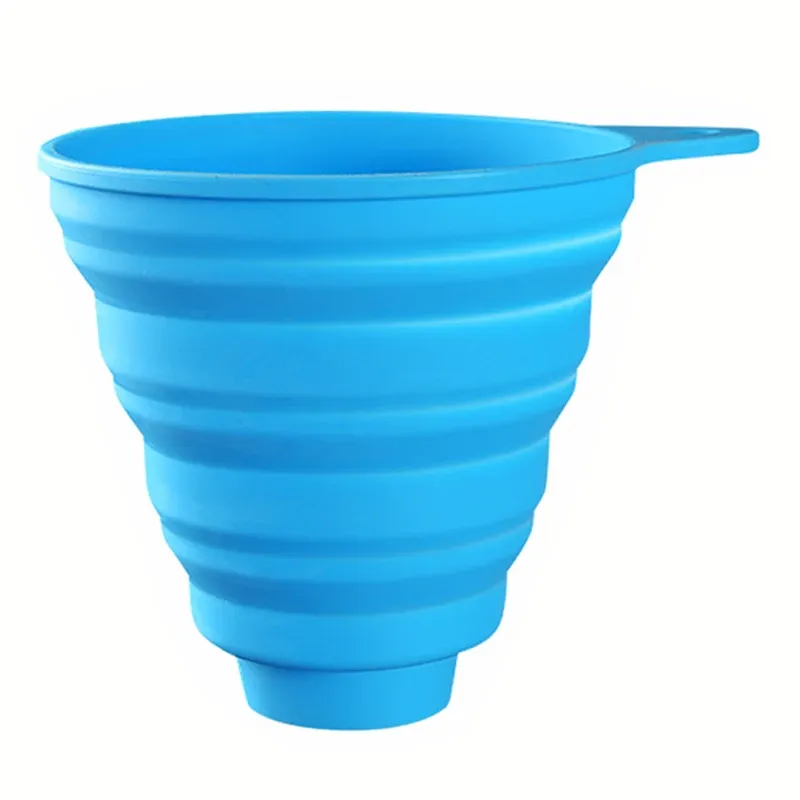 Entonnoir pliable en silicone pour cuisine, distributeur pour bouteilles de vin et transfert automatique d'huile et d'essence 10