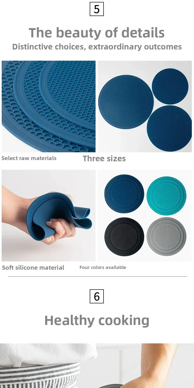 Tapis en silicone résistant à la chaleur, vue de détail