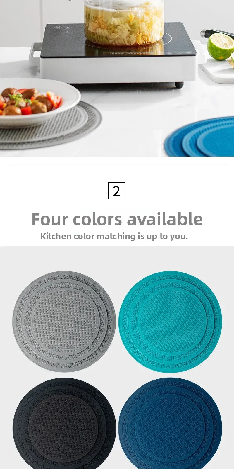 Tapis isolant en silicone sur table à manger
