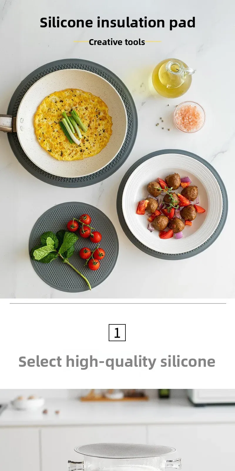Tapis en silicone sous un plat dans une cuisine moderne