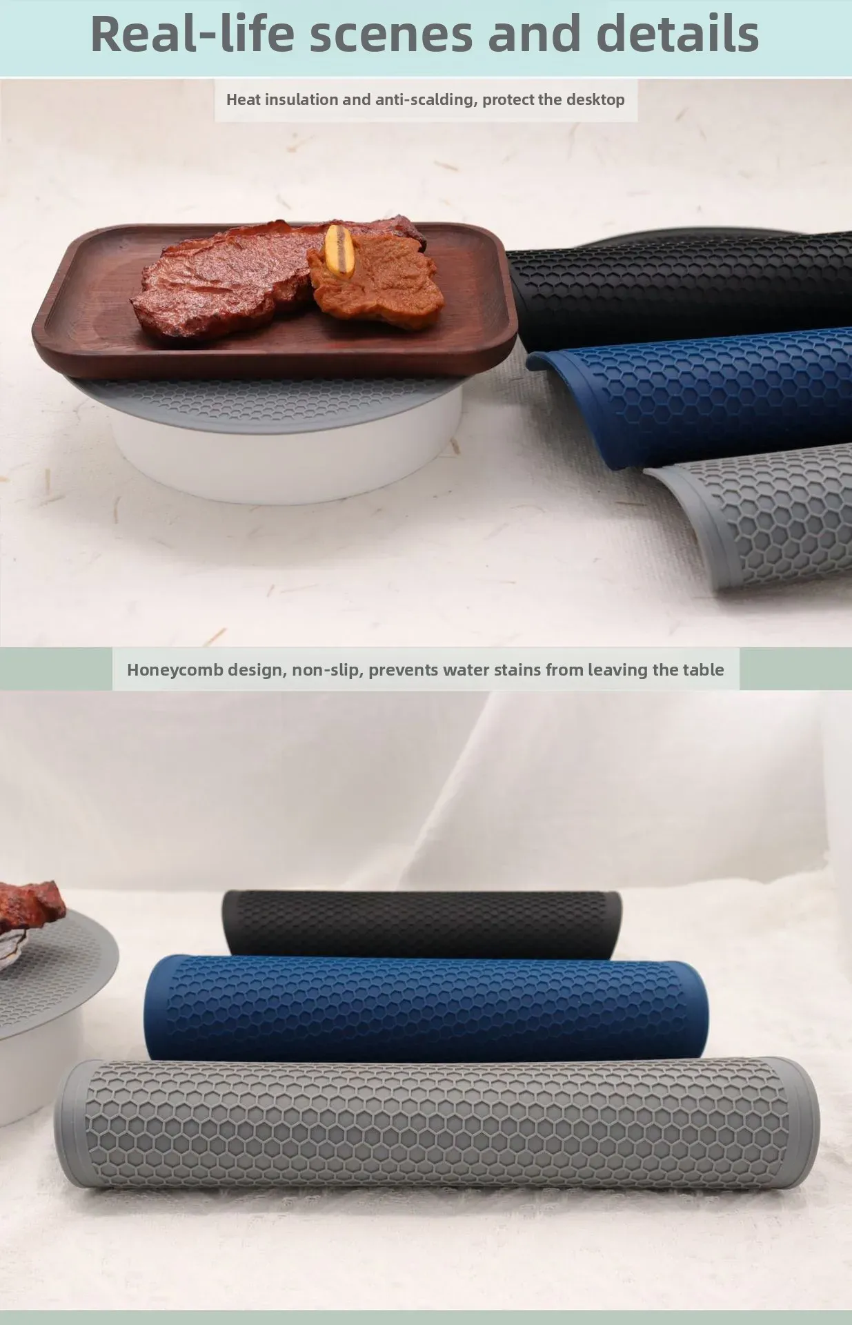 Tapis en silicone à motif élégant sur table