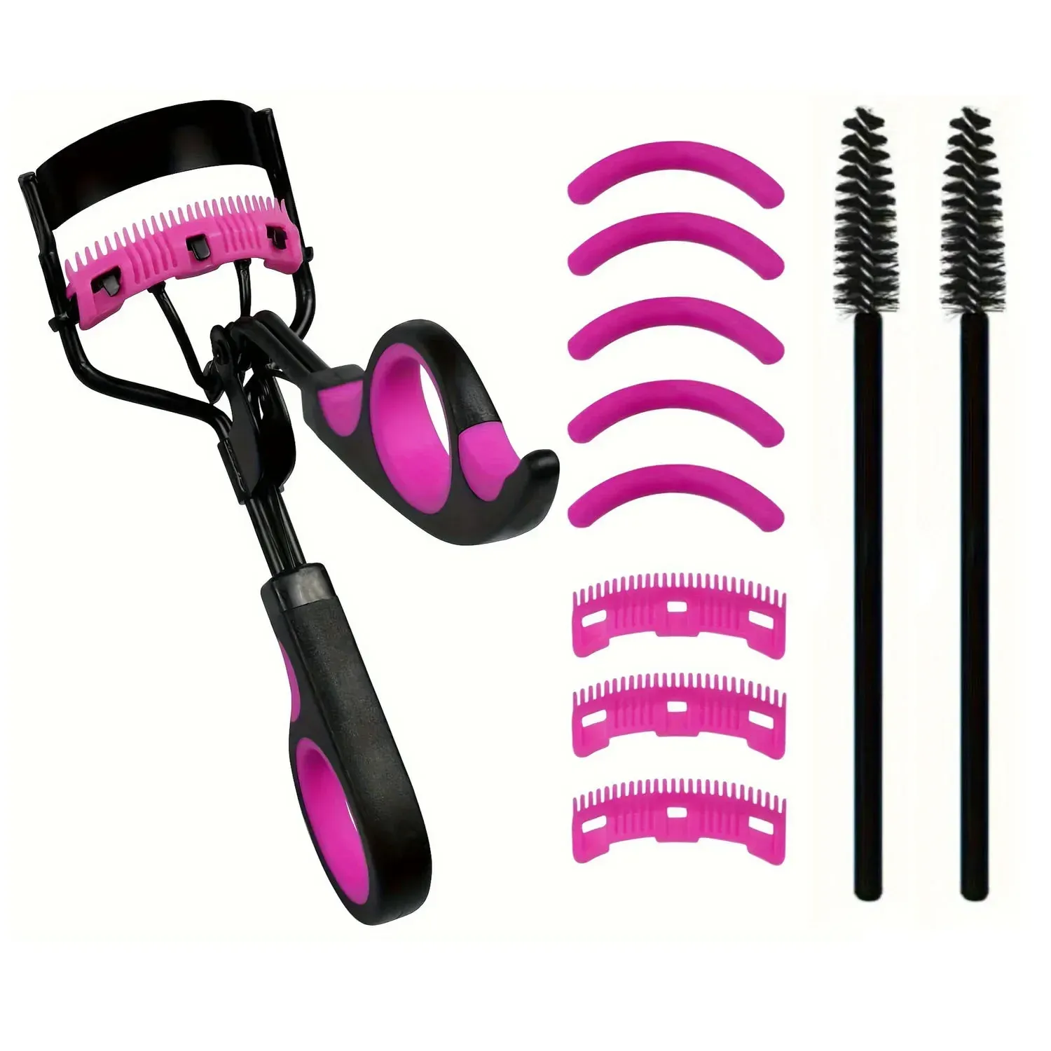 Kit de bigoudis pour cils, brosses et peigne séparateur, outil de maquillage avec coussinets en silicone 7