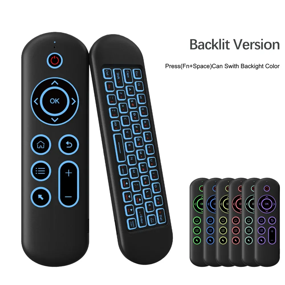 MRSVI Air Mouse télécommande M5 sans fil 2.4G et Bluetooth avec clavier, gyroscope rétroéclairé 7 couleurs pour Smart Android TV Box et PC 8