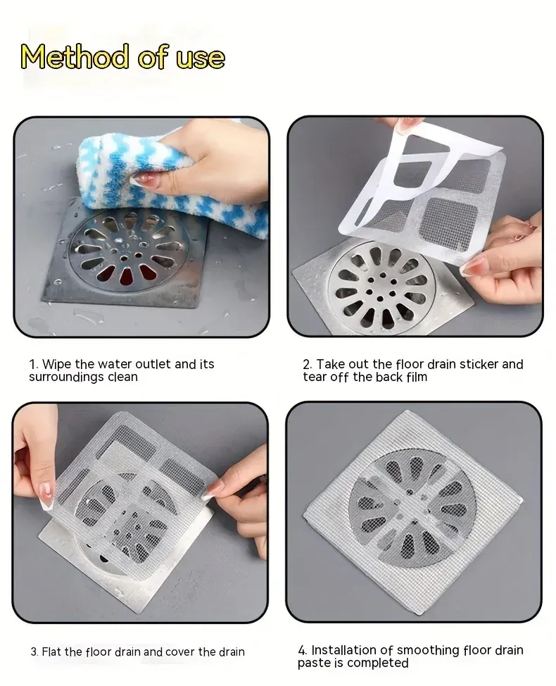 Filtre de douche jetable en maille, attrape-cheveux pour douche, lavabo et évier 5
