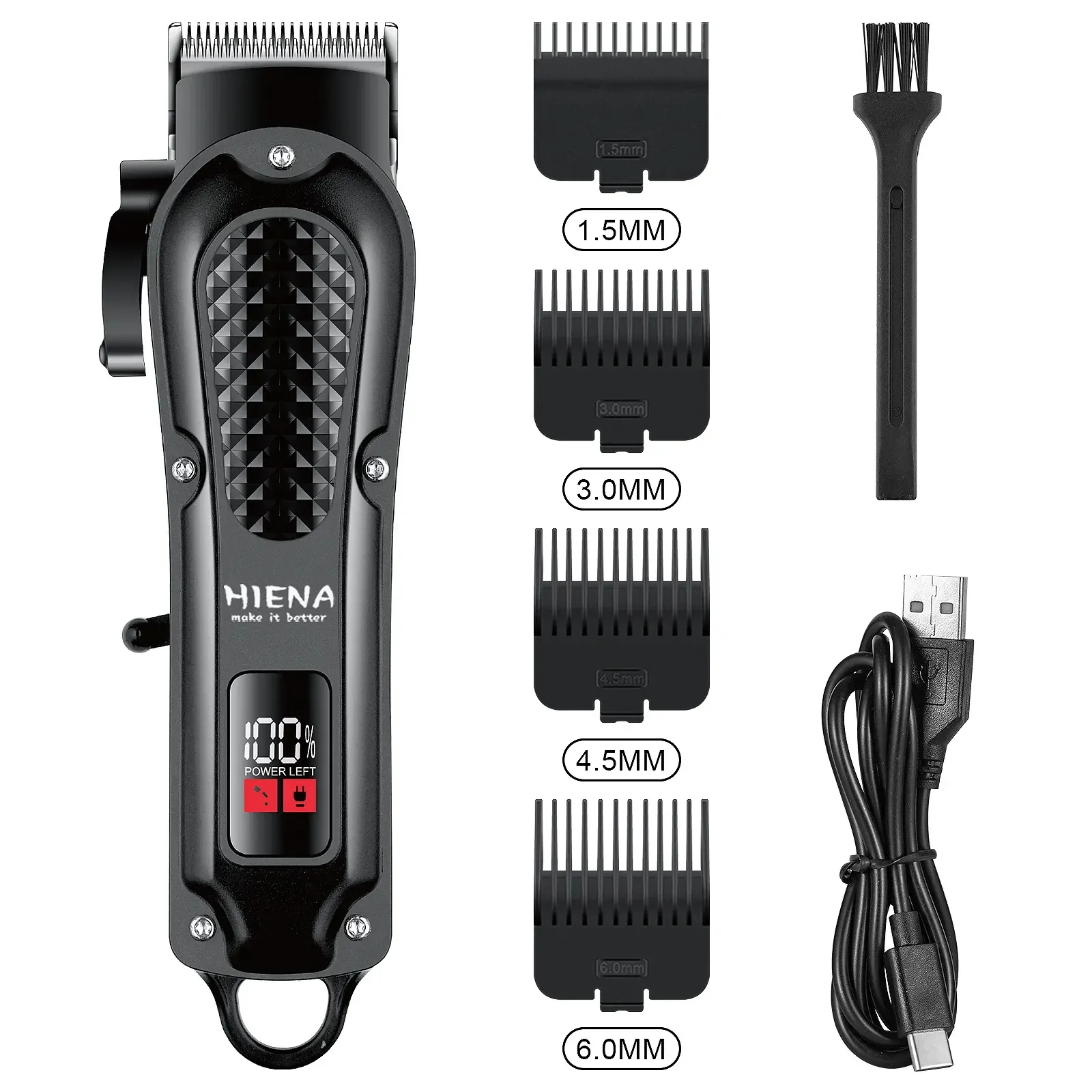Tondeuse à cheveux électrique Hiena HYN-212 sans fil rechargeable USB, tondeuse à barbe pour hommes, outil de coupe 7