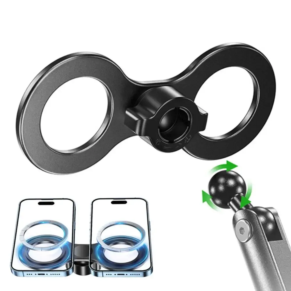 Support de téléphone magnétique double tête pour voiture, réglable, avec rotule sphérique 17 mm, support de navigation durable à double position 4