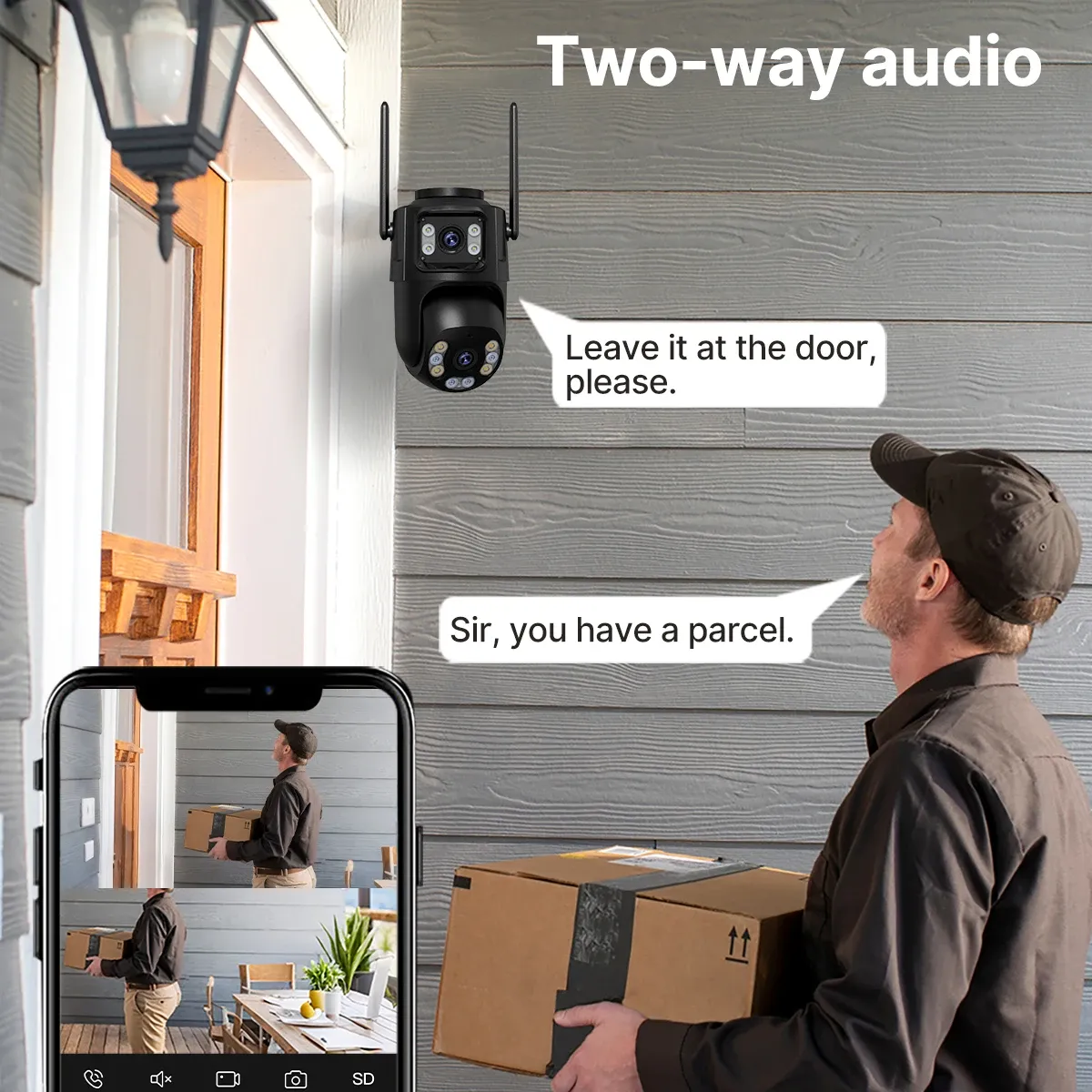 Caméra PTZ Wi-Fi extérieure 4K 8MP à double objectif et double écran, suivi automatique IA, caméra IP CCTV avec audio, vidéosurveillance P2P compatible iCSee 6