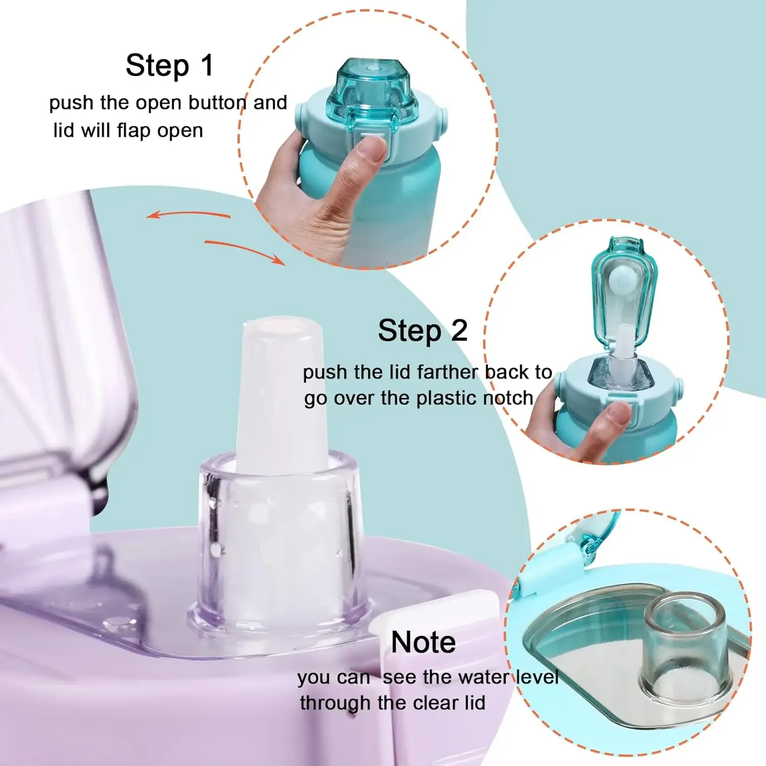 Bouteille d'eau 2 L avec paille, grande capacité, pour le sport et les voyages, gourde portable avec marqueur de temps 4