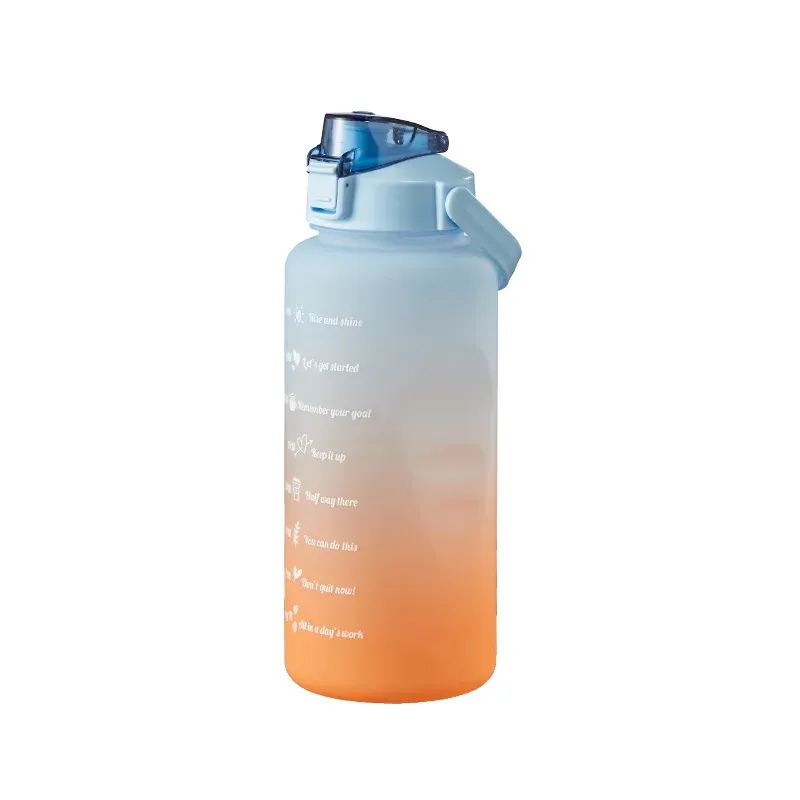 Bouteille d'eau 2 L avec paille, grande capacité, pour le sport et les voyages, gourde portable avec marqueur de temps 7