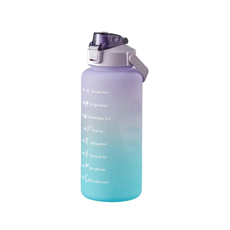 Bouteille d'eau 2 L avec paille, grande capacité, pour le sport et les voyages, gourde portable avec marqueur de temps 9
