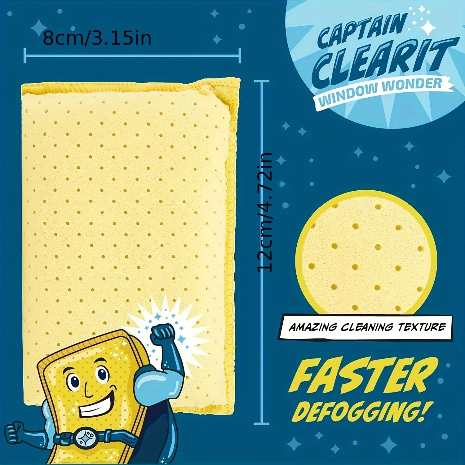 Éponge super absorbante grand format, anti-buée, idéale pour voitures, miroirs et vitres - Facile à nettoyer, outil de nettoyage universel 3