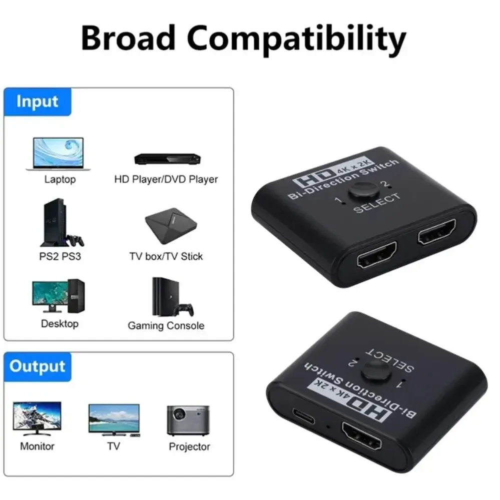 Commutateur HDMI bidirectionnel 2 ports 4K 60 Hz 5